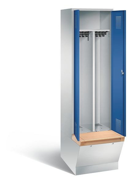 C+P zwart wit kastje Evolo, H2090xW610xD815mm, kleur: lichtgrijs / gentiaanblauw, 48056-20 S10234
