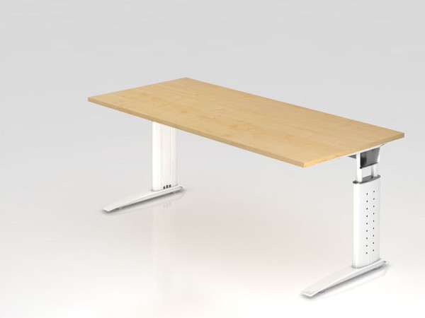 Hammerbacher bureau C-poot 180x80cm esdoorn/wit, werkhoogte 68-86 cm verstelbaar, VUS19/3/W
