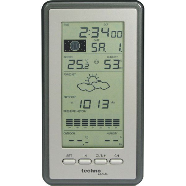 Technoline weerstation, radioklok DCF-77 met handmatige instelmogelijkheid, afmetingen: 100 x 178 x 28 mm, WS 9040