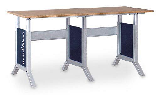 Bedrunka + Hirth werklijn onderstel en aanbouwtafel combinatie, klemslot, 1x werkblad beuken multiplex, afmetingen in mm (BxD): 2000 x 750, 07.20.15 / 40