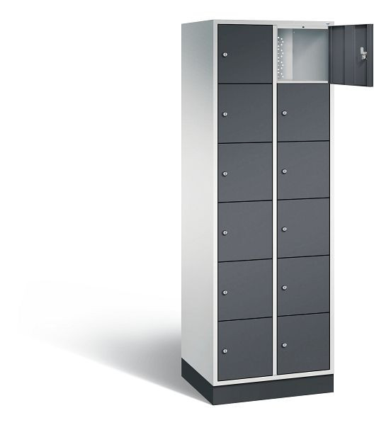 C+P lockerkast Intro, H1950xB620xD490mm, kleur: lichtgrijs / zwartgrijs, 8670-201 S10095