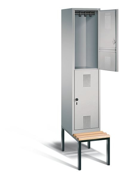 C+P locker dubbeldekker Evolo, H2090xW420xD815mm, kleur: wit aluminium, 48350-12 S10074