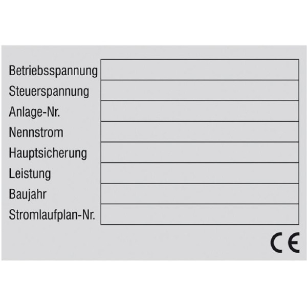 Stein HGS HGS type- en typeplaatje (bedrijfsspanning, stuurspanning...) zelfklevend, beschrijfbaar, 28.0774