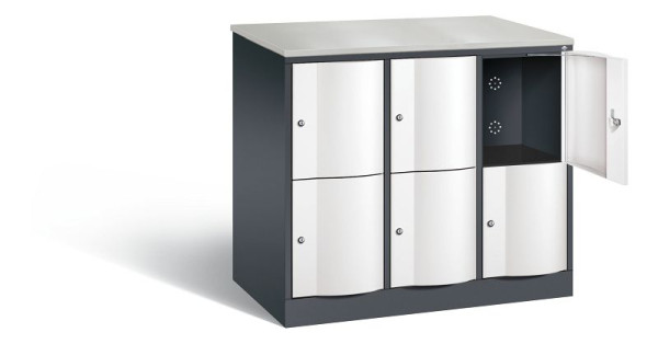 C+P XL lockerkast Resisto, H1077xB1148xD640mm, kleur: zwartgrijs / verkeerswit, 8472-373 S10066