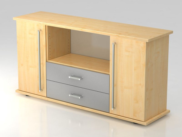Hammerbacher dressoir 2 deuren, 2 lades, verchroomde handgreep esdoorn/esdoorn, 166,1x44,8x84 cm (BxDxH), VSBTS/3/3/CE