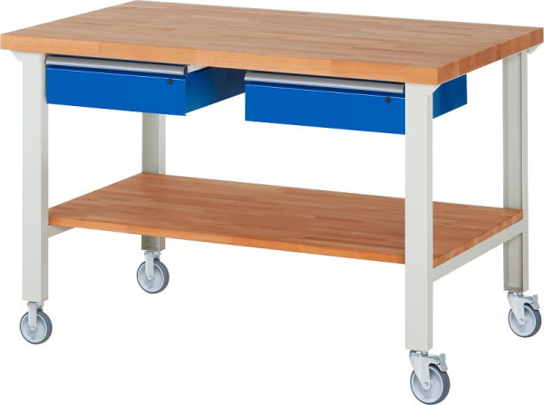 RAU verrijdbare werkbank 7002A7, 1500x900x1000mm, elk 2 bokwielen en zwenkwielen, 05-7002A7-159B4S22.11