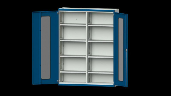 ANKE werkbanken, zware kast, model 401, 1485 x 400 x 1950 mm, zichtvlak van plexiglas, RAL 7035/5010, 620.251