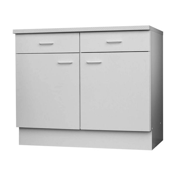 Lüllmann keukenonderkast, 2 laden, 2 deuren, 1 plank, 850 x 1000 x 600 mm, wit, 720230