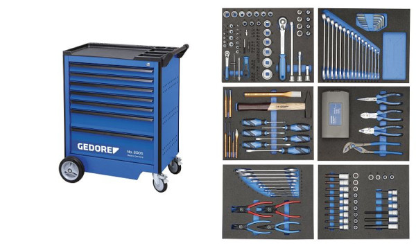 GEDORE gereedschapswagen met 190-delig gereedschapsassortiment, 2980290