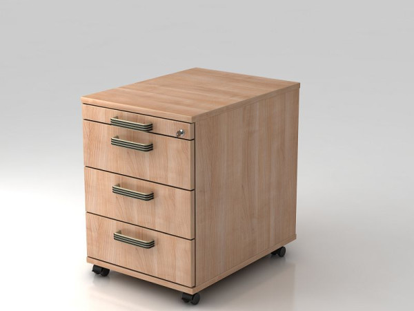 Hammerbacher rolcontainer 58cm, 3 laden, slotlijstgreep walnoot, 42,8x58x59 cm, 1/3/3/3 HE, VAC30/N/N/SG
