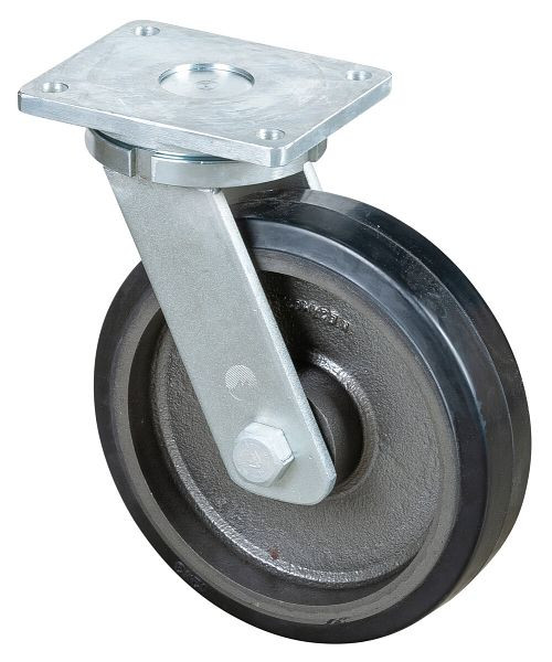 BS Rollen zwaarlastwiel, wielbreedte 75 mm, wiel-Ø 300 mm, draagvermogen 850 kg, zwarte elastische banden, gegoten wiellichaam, kogellagers, RR100.B81.301