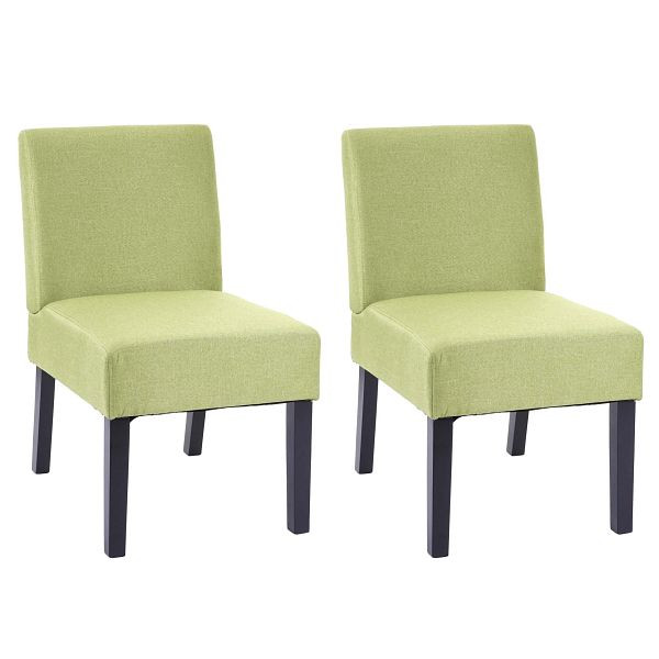 Mendler set van 2 eetkamerstoelen HWC-F61, stoel loungestoel, stof/textiel, groen, 70174
