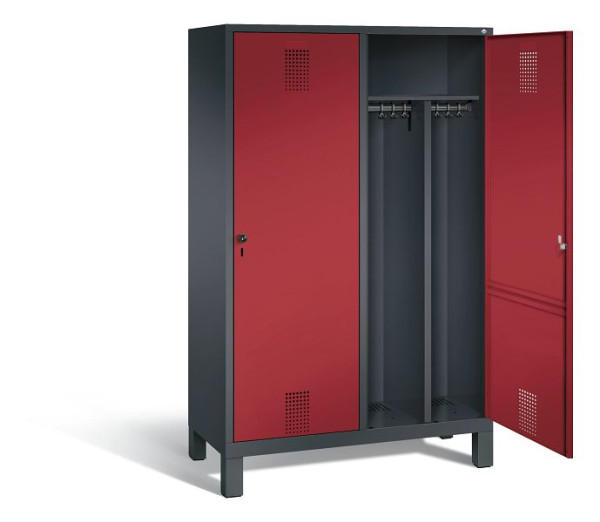 C+P zwart wit locker Evolo, H1850xW1190xD500mm, kleur: zwart-grijs/robijnrood, 48210-40 S10064