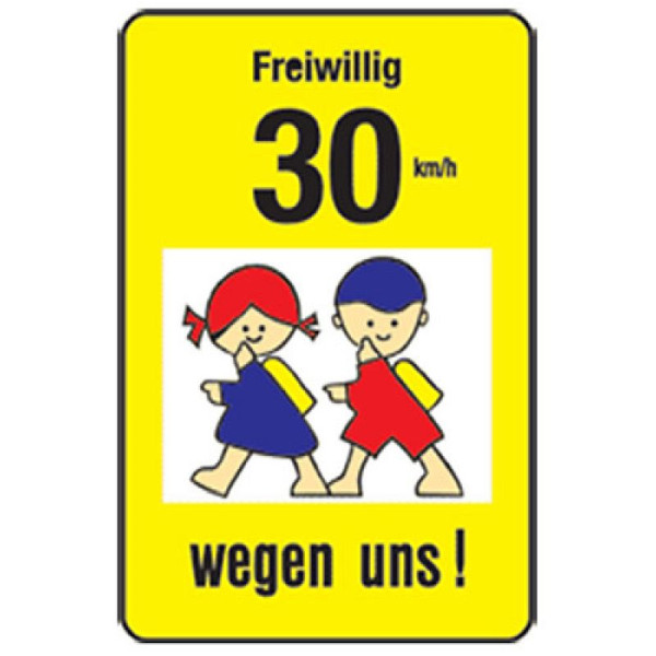 Steen HGS kinder- en speeltuinbord -Vrijwillig 30 km/u vanwege ons-, Alform/750x562mm, (versterkt randprofiel), kks20008261