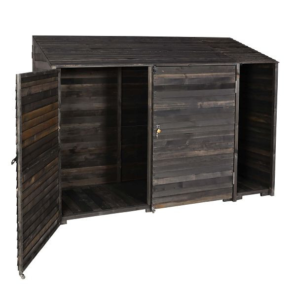 Mendler gereedschapsschuur HWC-J75, gereedschapskast gereedschapsschuur, gebeitst hout, 180x250x93cm, antracietgrijs, 83053+89577