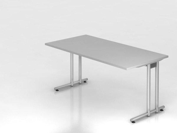 Hammerbacher bureau C-poot 160x80cm grijs/zilver, werkhoogte 72 cm, VNS16/5/S
