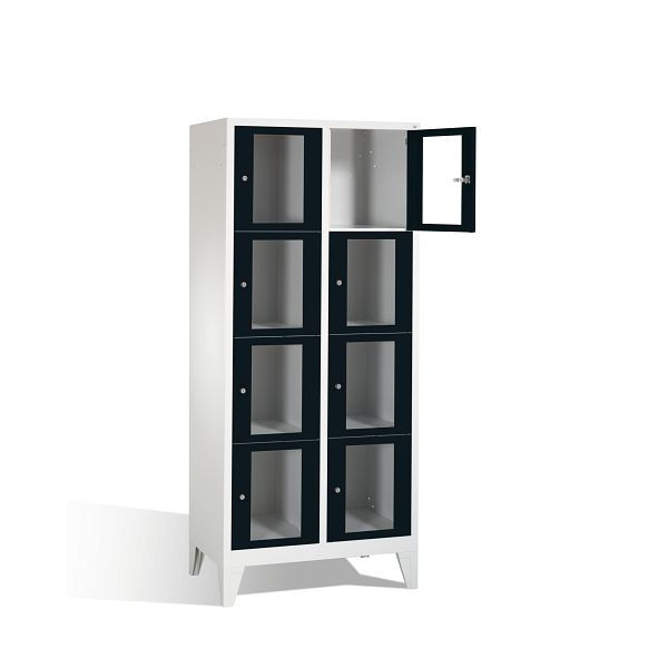 C+P lockerkast Classic, H1850xW810xD500mm, kleur: lichtgrijs / zwartgrijs, 8010A224 S10005
