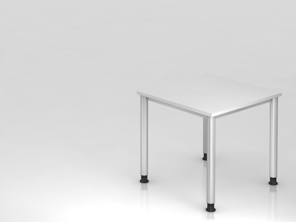 Hammerbacher bureau 4 voet rond 80x80cm wit/zilver, rechthoekige vorm, VHS08/W/S