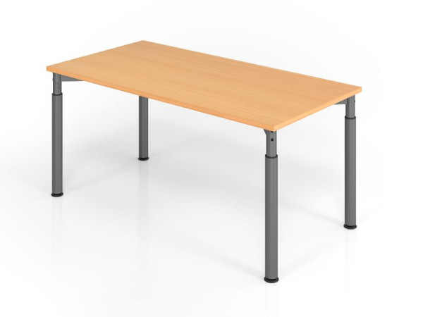 Hammerbacher bureau YS16, 160 x 80 cm, blad: beukenhout, 25 mm dik, ABS dikke rand, rechthoekige vorm, grafiet, VYS16/6/G
