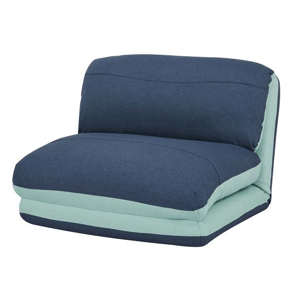 Mendler HWC-E68 fauteuilbed, slaapbank, functionele fauteuil, opklapbare fauteuil, relaxfauteuil, stof/textiel, lichtblauw/donkerblauw, 68528