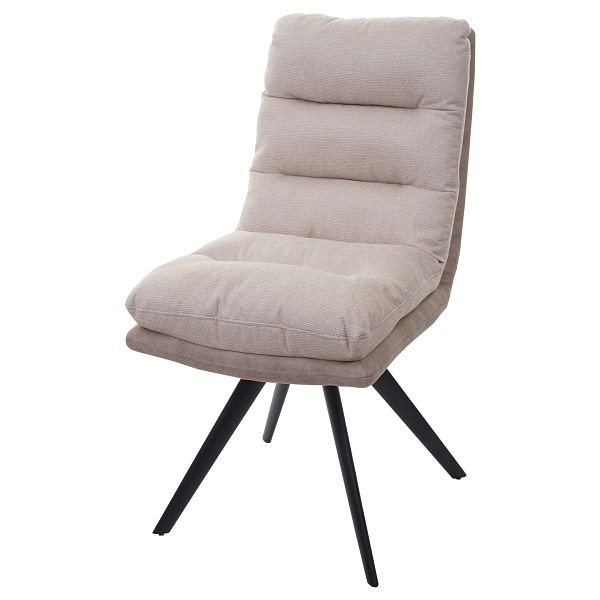 Mendler HWC-G66 eetkamerstoel, keukenstoel, draaibare auto-position stof/textiel, creme, 89715