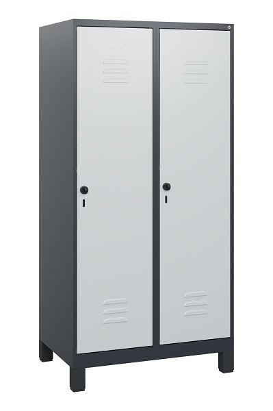 C+P Umkleidespind Classic PLUS, Füße, 2 Abteile, 1630x800x500mm, 7035/7035, Drehriegel, 0800105-22 S10009