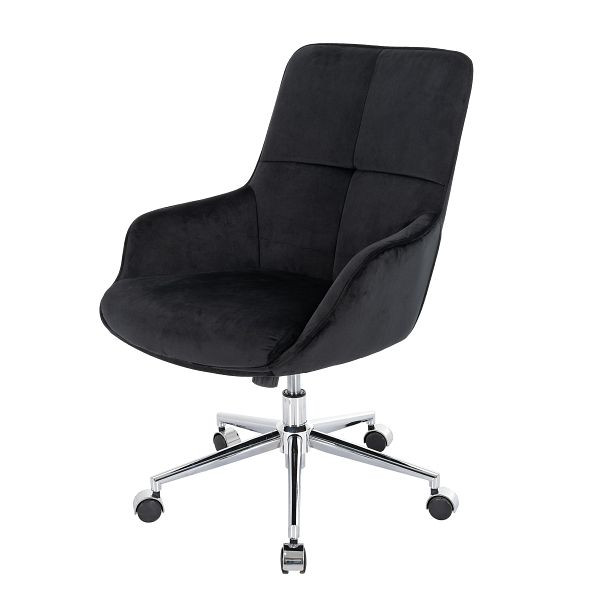 Mendler bureaustoel HWC-J64, bureaustoel, bureaustoel, fauteuil, met armleuningen, in hoogte verstelbaar, fluweel, zwart, 82123