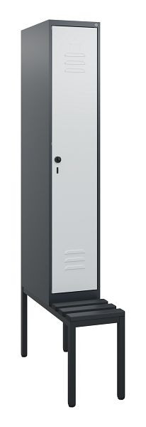 C+P luierkastje Classic PLUS, met onderbank, 1950x300x815mm, 7016/7035, draaibare sluiting, 0800505-10 S10043