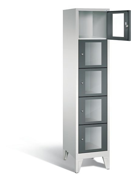 C+P lockerkast Classic, H1850xB420xD500mm, kleur: lichtgrijs / antracietgrijs, 5 vakken, 8010A125 S10019