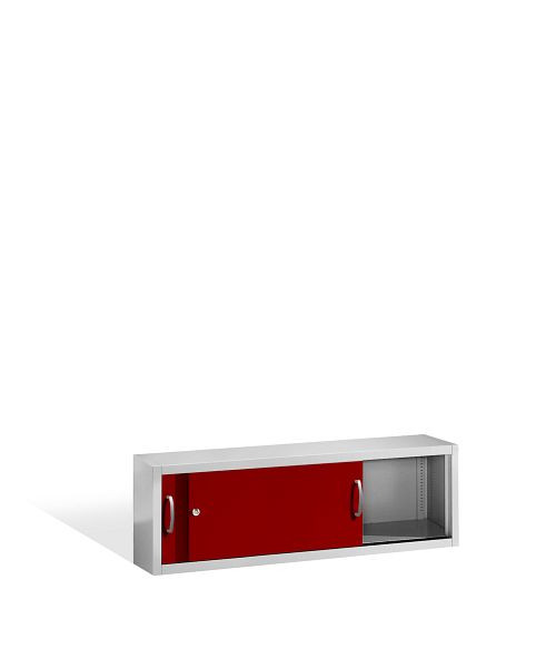 C+P bovenkast Acurado, H500xB1600xD400mm, kleur: lichtgrijs/robijnrood, beugelgreep, 1 niveau, 2144-00 S10041