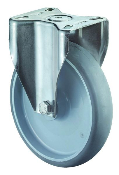 BS rollen RVS transportrol, vaste rol, breedte 50 mm, Ø200 mm, tot 200 kg, banden thermoplast grijs, kunststof, glijlager, plaat, H110.B43.200
