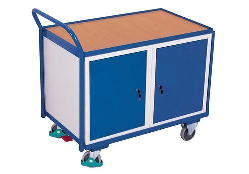 DENIOS classic-line werkplaatswagen met 1 laadruimte, dubbele vleugeldeur en middenwand, 271536