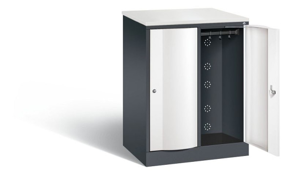 C+P garderobekast Resisto, H1077xB772xD540mm, kleur: zwartgrijs / verkeerswit, 8271-272 S10066