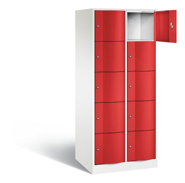C+P XL lockerkast Resisto, H1950xB772xD640mm, kleur: verkeerswit / vuurrood, 8570-273 S10147
