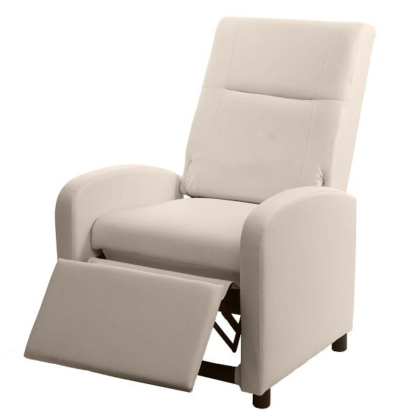 Mendler TV-fauteuil HWC-H18, relaxfauteuil ligfauteuil, imitatieleer opvouwbaar 99x70x75cm, crème, 72662