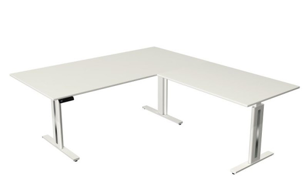 Kerkmann Move 3 fresh zit-/statafel, B 2000 x D 1000 mm, met aanbouwelement 1200 x 800 mm, elektrisch in hoogte verstelbaar van 720-1200 mm, wit, 10186610