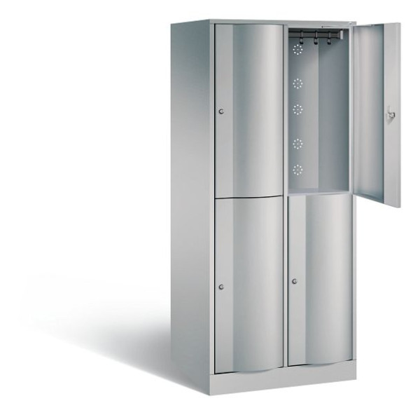 C+P locker, dubbellaags XL Resisto, H1950xW772xD640mm, kleur: wit aluminium, 8270-273 S10083