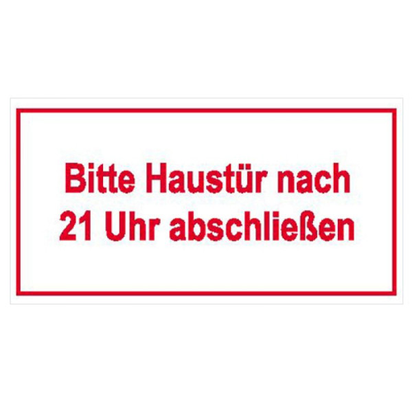 Stenen HGS bord Na 21.00 uur de voordeur op slot, voor zakelijk en particulier gebruik, 21.5337