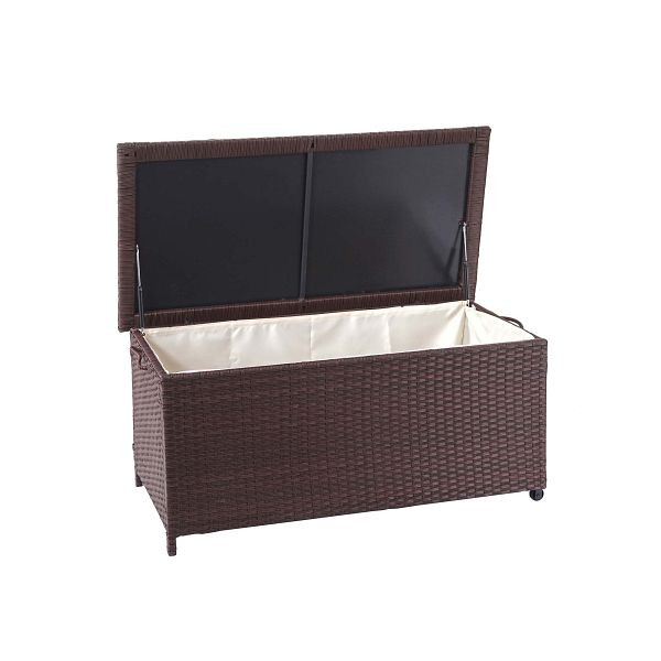 Mendler polyrotan kussenbox HWC-D88, tuinkist opbergkist, premium bruin, 51x100x50cm 170l, 64591