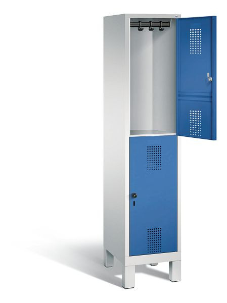 C+P locker dubbellaags Evolo, H1850xW420xD500mm, kleur: lichtgrijs / gentiaanblauw, 48310-12 S10012