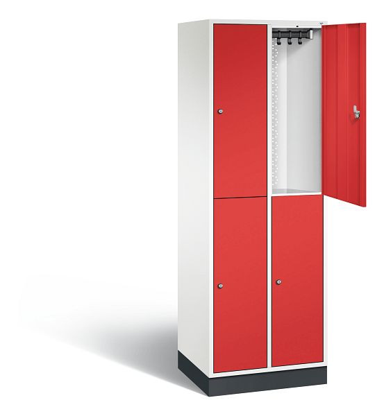 C+P locker, dubbellaags intro, H1950xB620xD490mm, kleur: verkeerswit / vuurrood, 8270-201 S10093