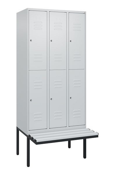 C+P dubbeldekskast Classic PLUS, 3 compartimenten, 2120x900x815mm, 7035/7035, cilindersloten, zwevende zitting, 0803407-30 S10024