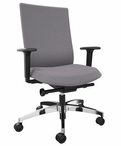 DENIOS bureaustoel AdJust evo, Syncro-Evolution technologie, aluminium onderstel, grijs, 292410