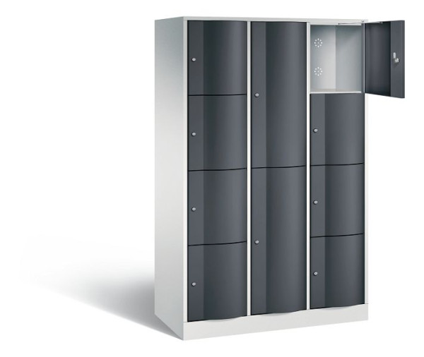 C+P combinatie lockerkast Resisto, H1950xB1148xD540mm, kleur: lichtgrijs / zwartgrijs, 8070-3723 S10024