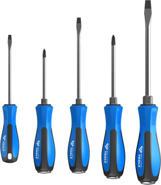 Brilliant Tools Schroevendraaierset met slagkap, 5-delig, gleuf, PH Phillips, BT031020