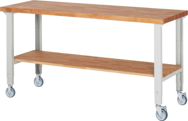 RAU verrijdbare werkbank (in hoogte verstelbaar) 7000-7, 2000x700x950-1000mm, elk 2 bokwielen en zwenkwielen, 05-7000-7-207B4H22.12