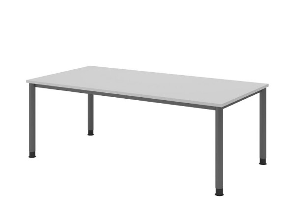 Hammerbacher bureau HS2E, 200 x 100 cm, blad: grijs, 25 mm dik, 4-poots frame in grafiet, werkhoogte 68,5-81cm, VHS2E/5/G