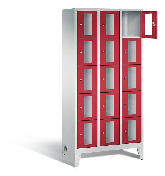 C+P lockerkast Classic, H1850xB900xD500mm, kleur: lichtgrijs / vuurrood, 8010A305 S10026