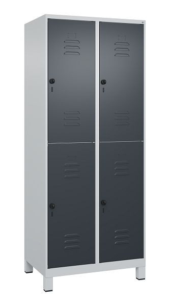 C+P Doppelstöckiger Spind Classic PLUS, Füße, 2 Abteile, 1950x800x500mm, 7035/7016, 080310-22 S10008