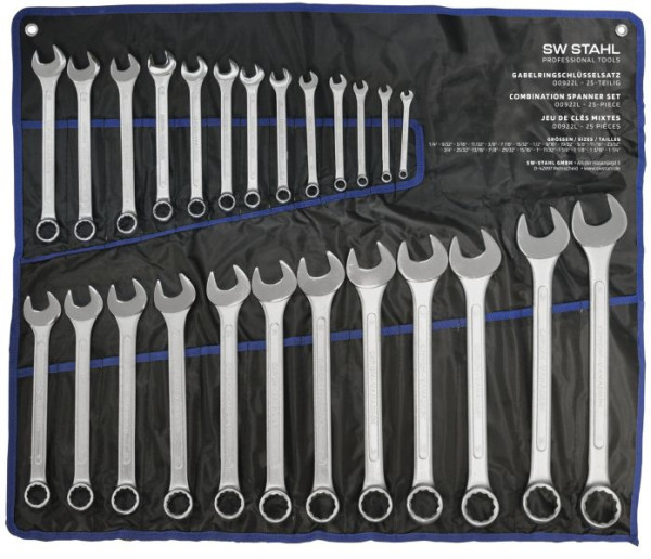 SW stalen ringsteeksleutelset, 1/4"-1 1/4", 25 stuks, 00922L